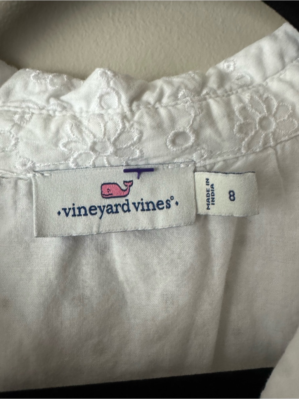 Women’s Vineyard Vines White Eyelet Sleeveless Collared Dress Size 8 - Picture 3 of 3